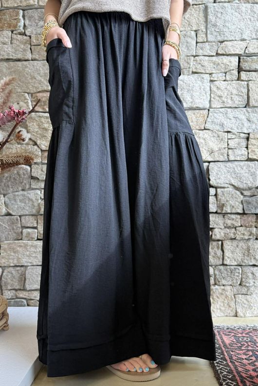 Basso Shirring Sailor Pant Black